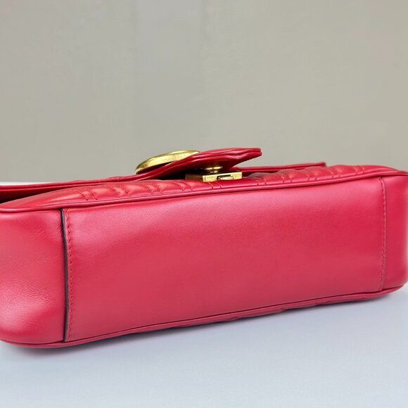 Gucci Red Leather Medium Marmont Shoulder Bag Crossbody - Picture 5 of 8